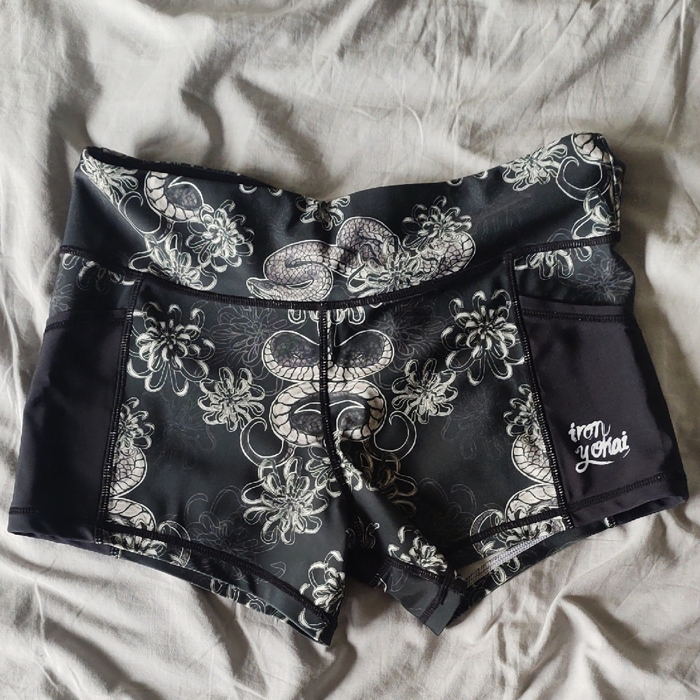 Black Patterned Women's Shorts